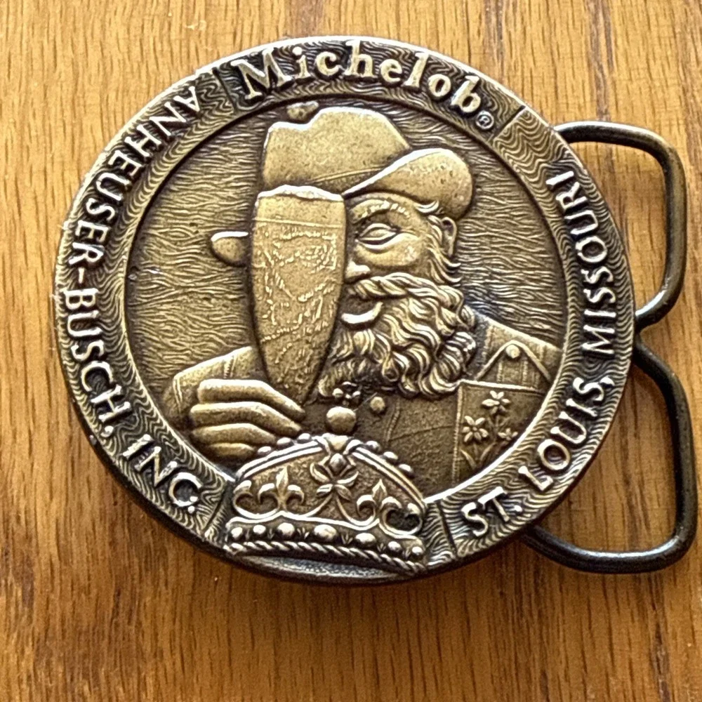 Vintage‎ 1977 Michelob Beer Anheuser Busch Bergamot Brass Works Belt Buckle-USA